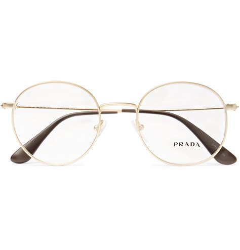 prada glasses black and gold|prada black round glasses.